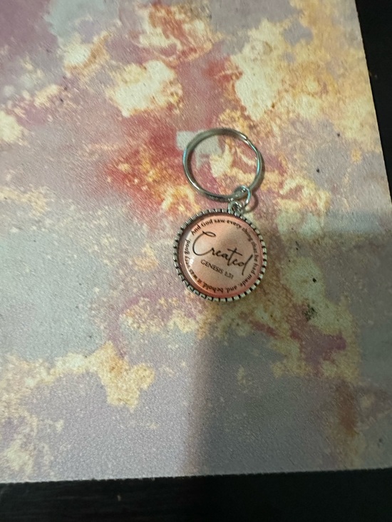Other - Created Genesis 1:27 Inspirational Keychain - Pink Peach